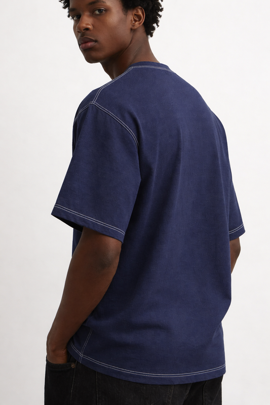 Mood Indigo Oversized T-Shirt with Contrast Stitch