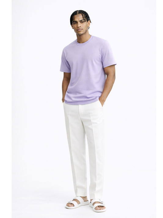 Lilac Bamboo Cotton Regular Fit T-shirt