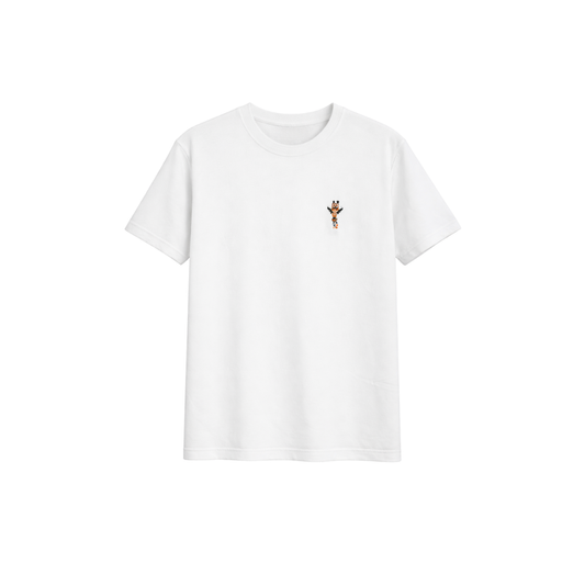 White French Terry T-Shirt with Giraffe Embroidery