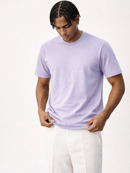 Lilac Bamboo Cotton Regular Fit T-shirt