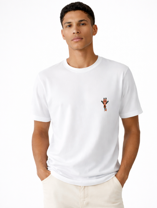 White French Terry T-Shirt with Giraffe Embroidery