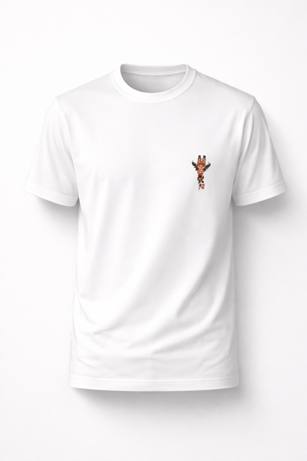 White French Terry T-Shirt with Giraffe Embroidery