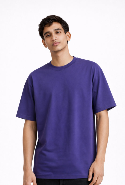 Purple Bamboo Cotton Regular Fit T-shirt