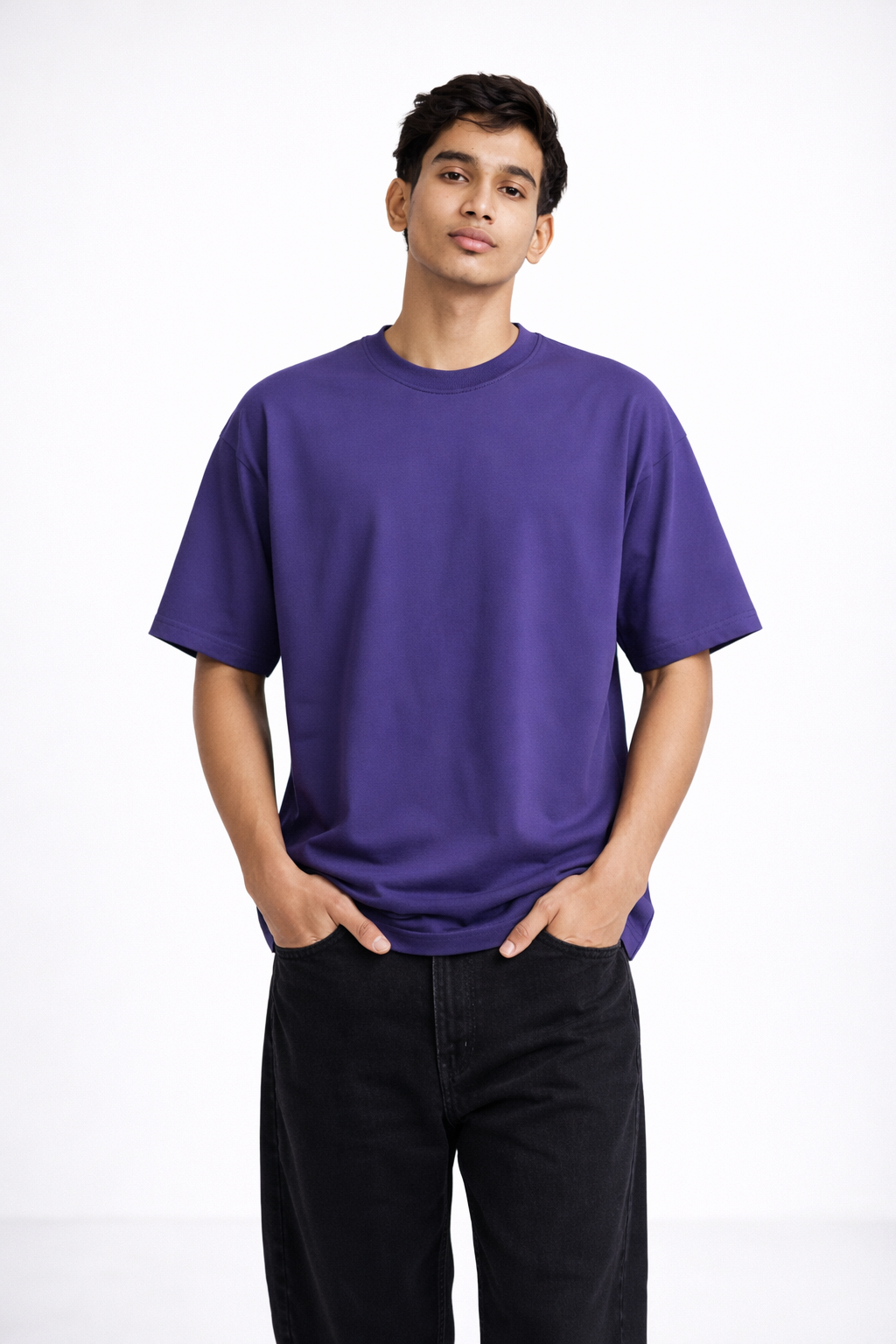 Purple Bamboo Cotton Regular Fit T-shirt