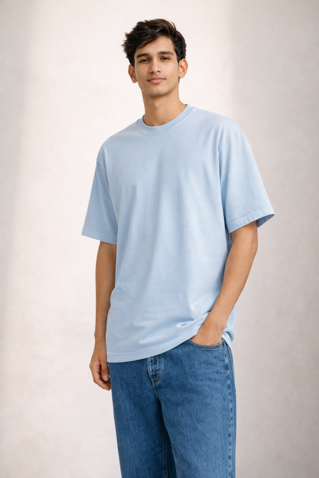 Light Blue Bamboo Cotton Regular Fit T-shirt